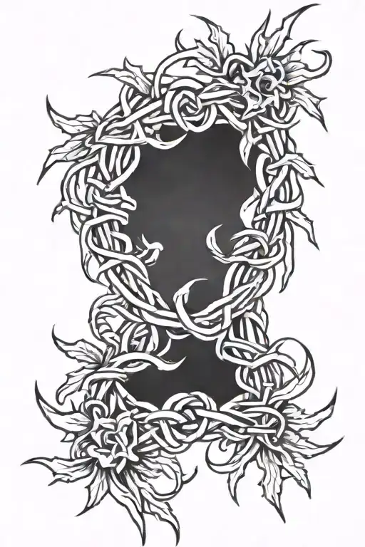 Crown Of Thorns Around The Top Of The Cross