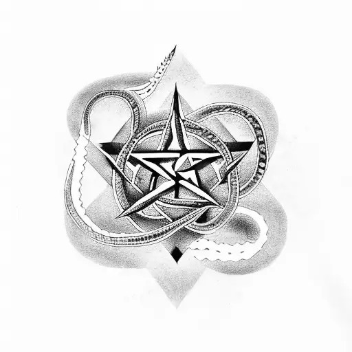 Pentagram Mixed With A Snake And Phrase Liberty Or Death