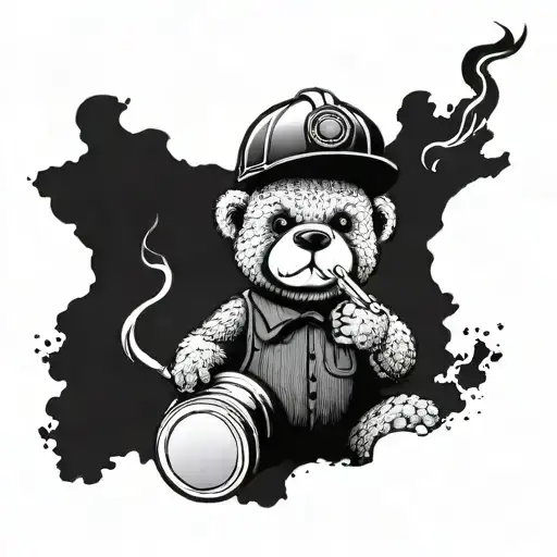 Teddy Bear With A Hard Hat Smoking A Bong