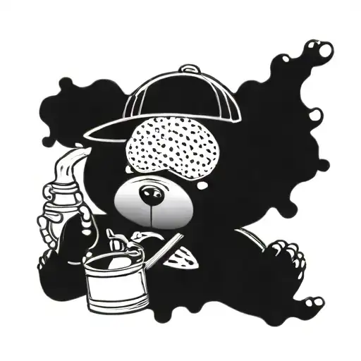 Teddy Bear With Construction Hat Smoking A Bong