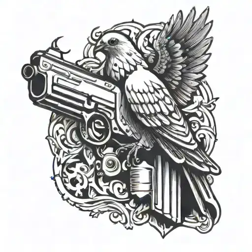 Dove Wearing Body Armor Holding A Pistol
