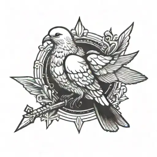 Dove Wearing Body Armor Holding Knife