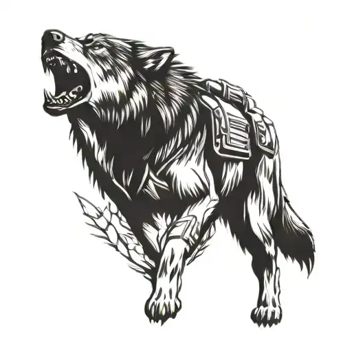 Wolf Wearing Body Armor