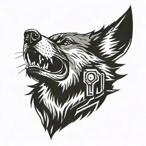 Wolf Wearing Body Armor Holding Gun