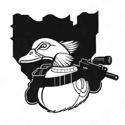 Duck Wearing Body Armor Holding Gun