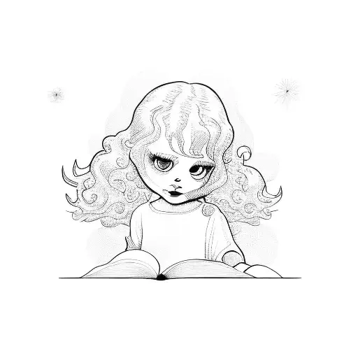 A Little Girl Angel With Curly Hair