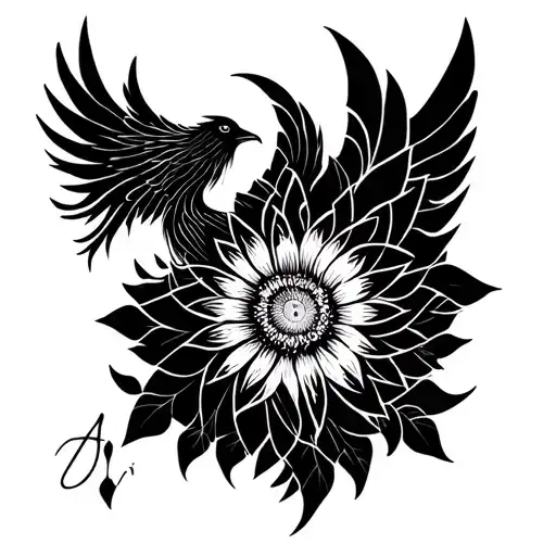 A Futuristic Interpretation Of A Flower And Phoenix From The Front View