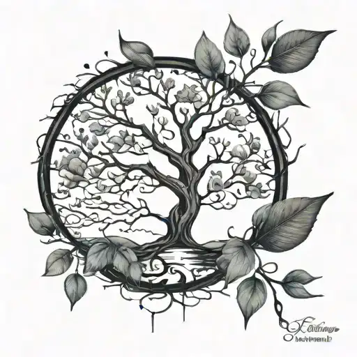 Tatto With Family Write Orizontal Tree Branch