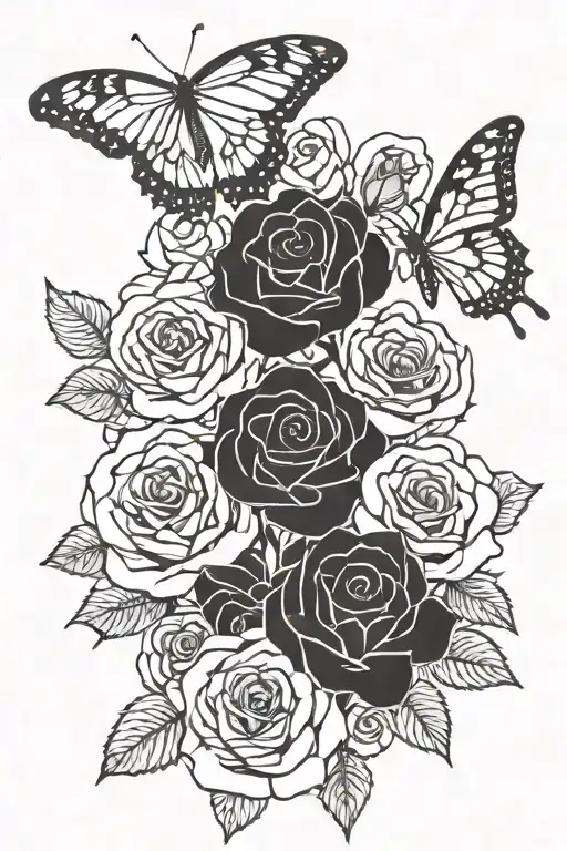Rose With Butterfly And Letters Jj