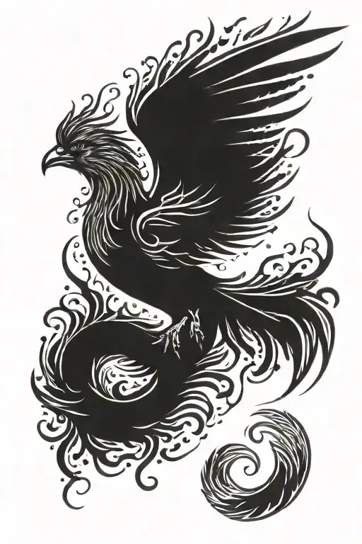 Phoenix Rising From Ashes Symbolizing Rebirth