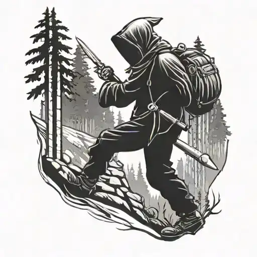 Grim Reaper Hiking In The Woods