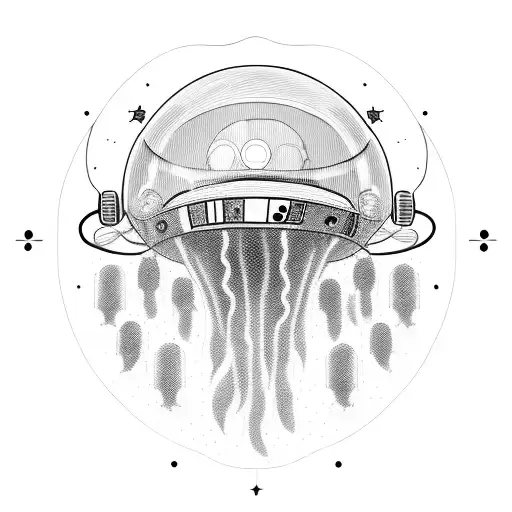 Jellyfish In Outer Space With Astronaut Helmet