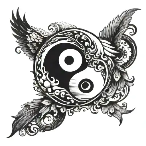 Yin Yang Symbol Inside Bird Eye