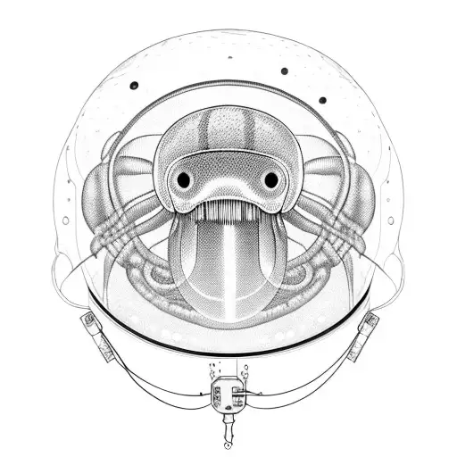 Realistic Jellyfish Wearing An Astronaut Helmet In Outer Space