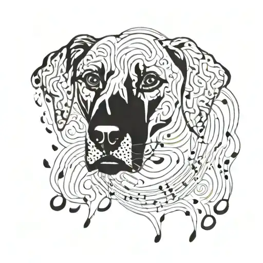 A Stylized Portrait Of Your Dog With Musical Notes Swirling Around It