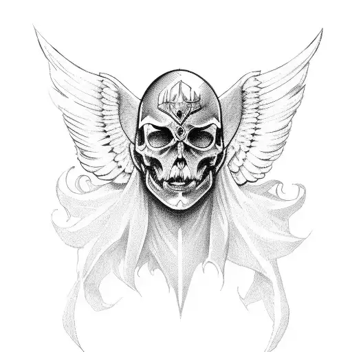 Angel Full Body Wings Sword Evil Head