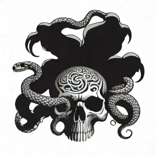 Mehak Bold Written Inside Skull And Snakes Coming