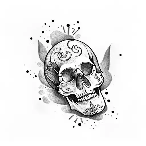 A Skull Playing A Guitar Underwater