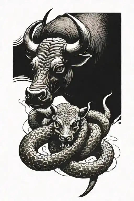 Bull With Snake