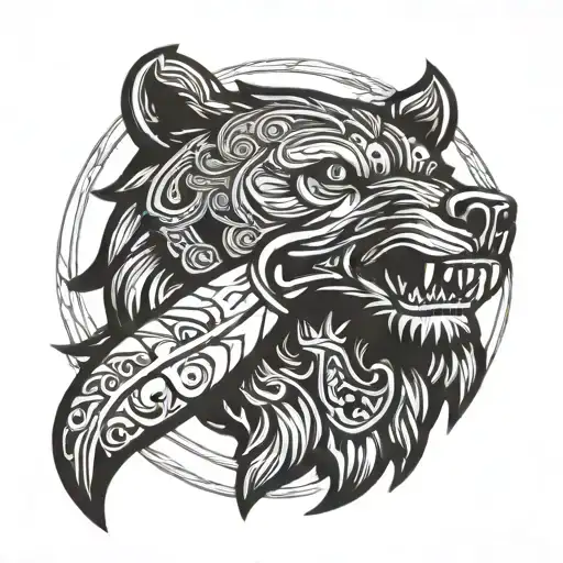 Viking Berseker Symbol With Bear Paw