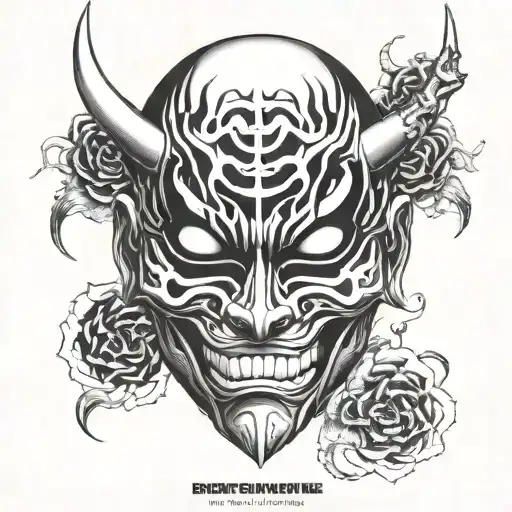 Hollow Mask From Bleach In A Japanese Demon Mask With A Break At A Eye