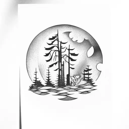 Tarrot Card The Moon From The Game Isaac With A Forest On The Background