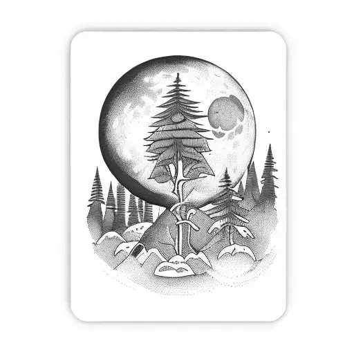Tarrot Card The Moon From The Game Isaac With A Forest On The Background