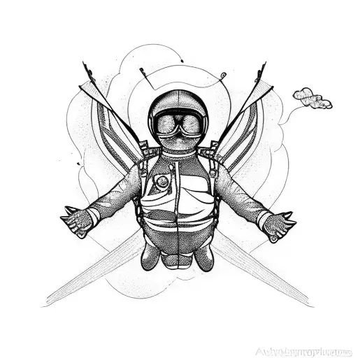 Skydiver Flies Parachute Is On Fire