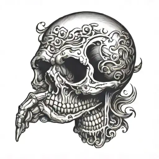 Skull With Finger In Front Of Mouth