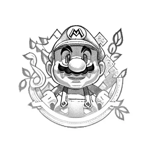 Super Mario Brother Brown Leaf With Japanese Symbol For Autumn