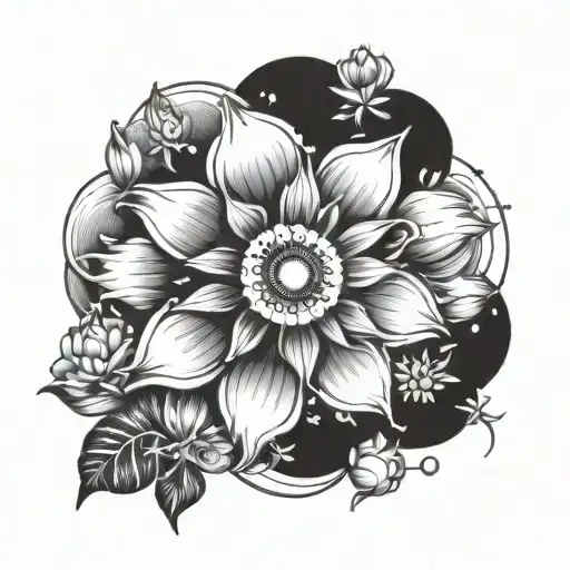 The Sun And Cosmos Flower Surrounded