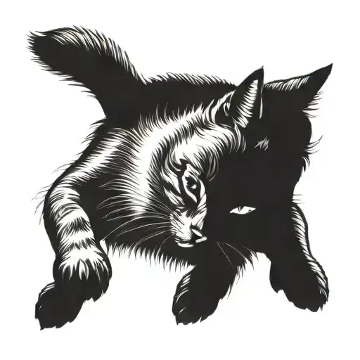 Scottish Cat Sleeping On Back