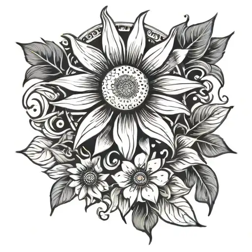 Sun Rays Shining And Comos Flower With Stems