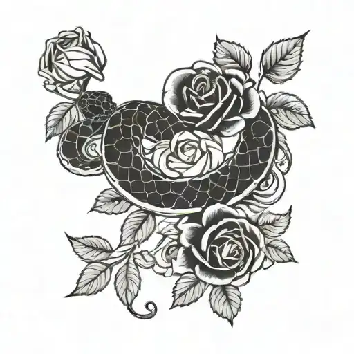 Snake And Roses Growing