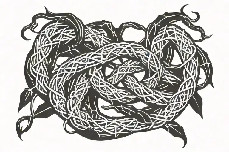 Crown Of Thorns Wrapped Snake Ouroboros