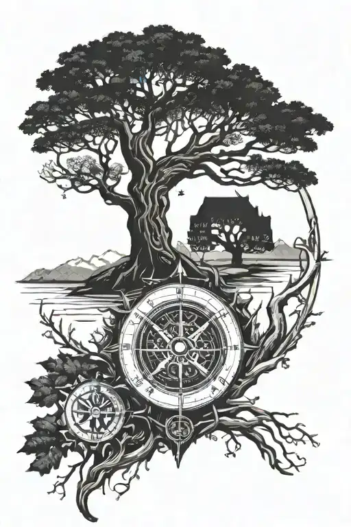 Nordic Yggdrasil Tree Vegvisir Compass Triquerta Spine