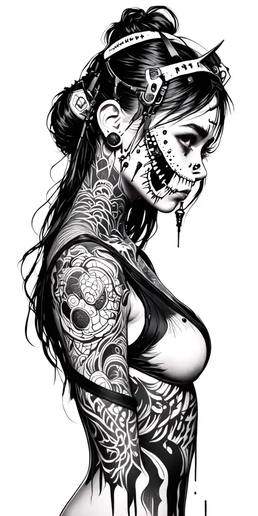 Cyberpunk Inspired Girl With Stitches