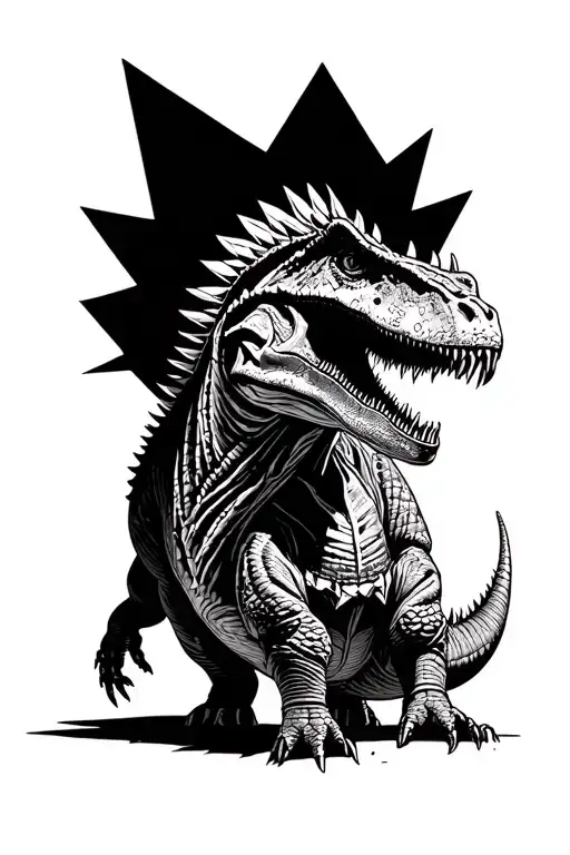 Draw A Ankylosaurus And A Tyrannosaurus With A Grim Reaper Around Geometric Shapes