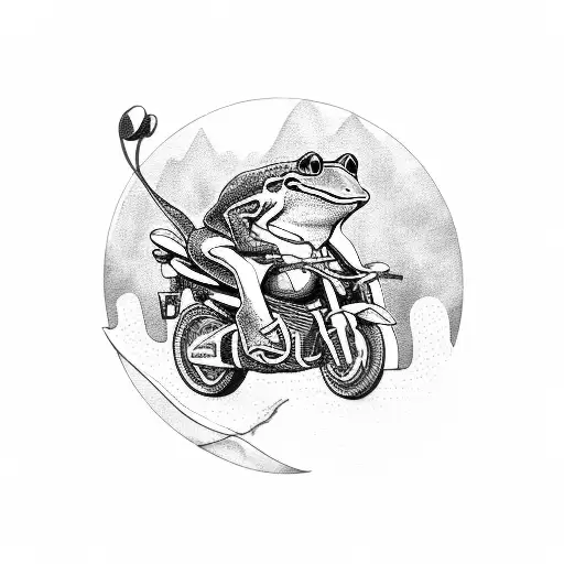 Frog Riding Motorbike On Highway