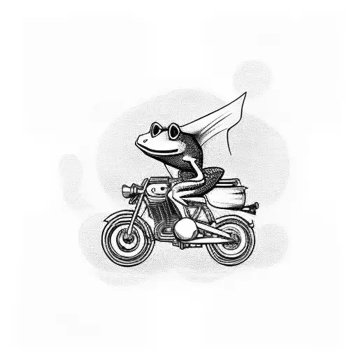 Frog Riding Motorbike On A Busy Road