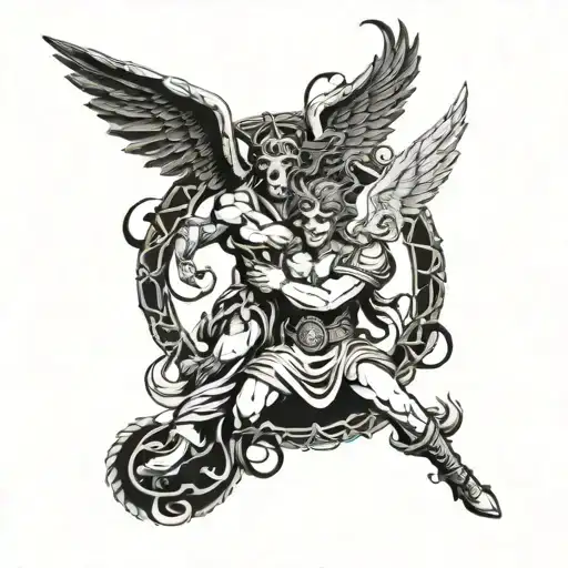 Arc Angel Michael Fighting Satan