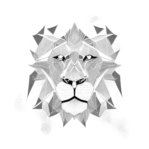 Geometric Lion With Eagle