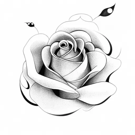 Red And White Rose With Angel