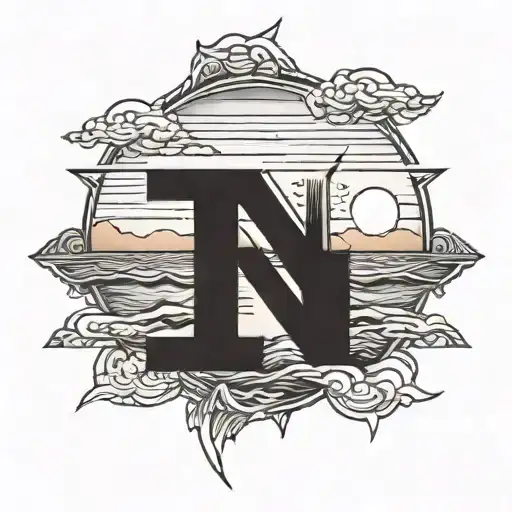 The Letter N Into A Sunset