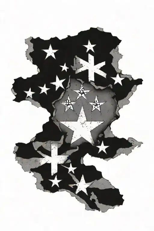 3 Flags In Concrete Wall Broken