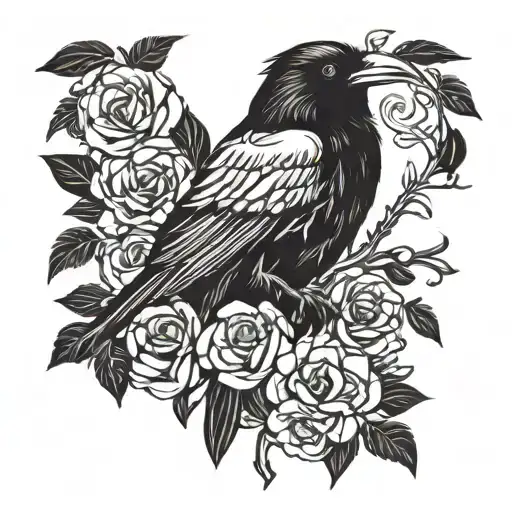 Vallkyrie With Raven On Shoulder Tattoo