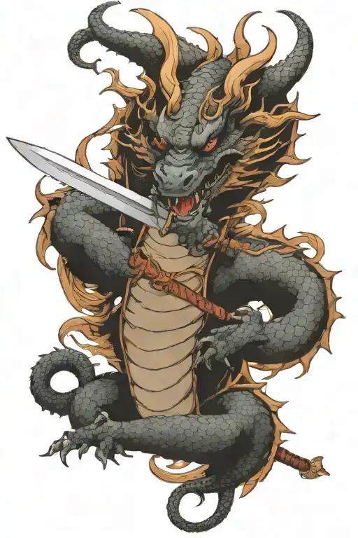 Dragon With Katana Sword