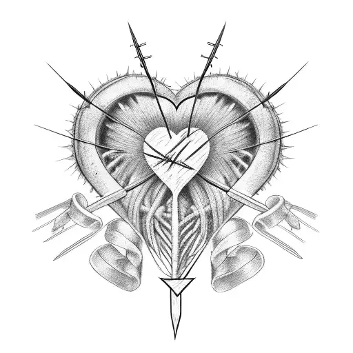 Barbed Wire With 4Better 4Worse 4Ever And A Heart With Rib Cage