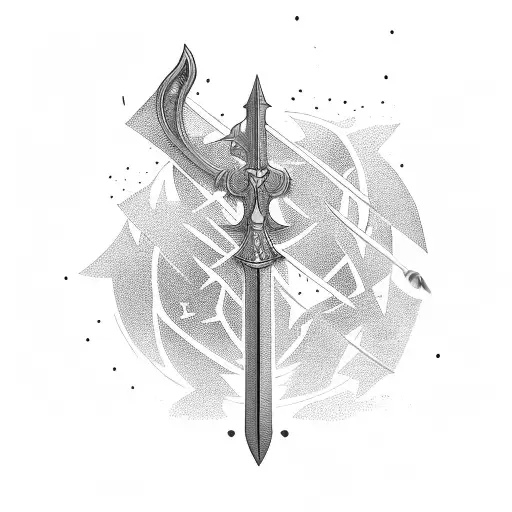 Sword With A Minimalistic Chain And Twinkles