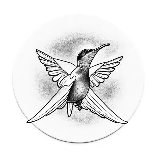 A Masculine Colibri Bird Flying Through A Ring Of Torns